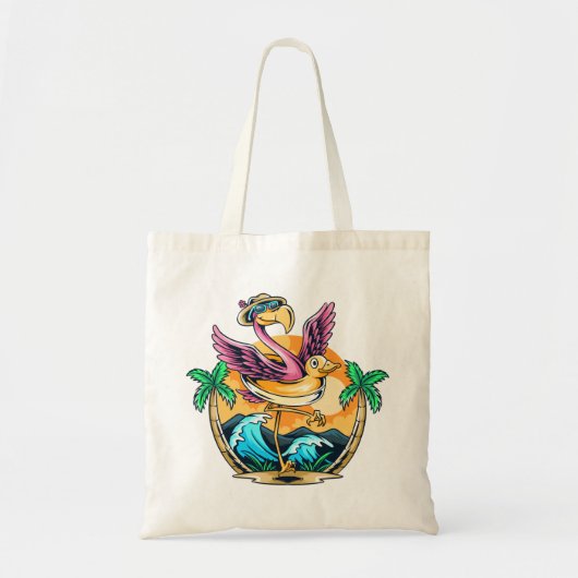 Funny Beach Tropical Flamingo Tote Bag Tragetasche (Vorne)