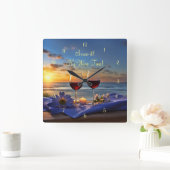 Funny Beach und Wine Screing it Wine Time Quadratische Wanduhr (Zuhause)