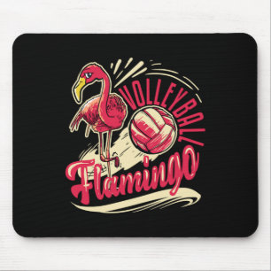 Funny Beach Vball Pink Flamingo Volleyball Mousepad