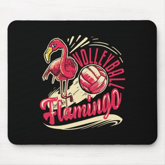 Funny Beach Vball Pink Flamingo Volleyball Mousepad (Vorne)