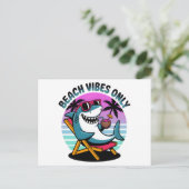 Funny Beach Vibes Only Retro Summer Shark Postkarte (Stehend Vorderseite)