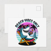 Funny Beach Vibes Only Retro Summer Shark Postkarte (Vorne/Hinten)