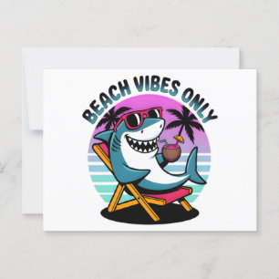 Funny Beach Vibes Only Retro Summer Shark Postkarte