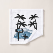Funny Beach Wave Badhandtuch Set (Waschlappen)