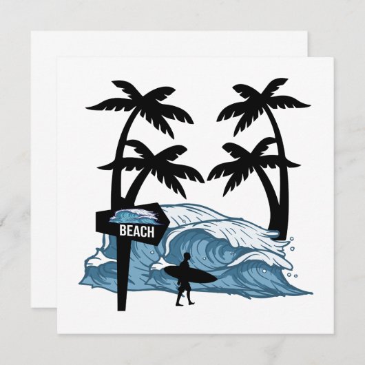 Funny Beach Wave Flat Card (Vorne/Hinten)