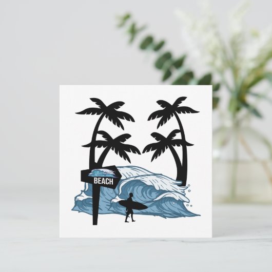 Funny Beach Wave Flat Card (Stehend Vorderseite)