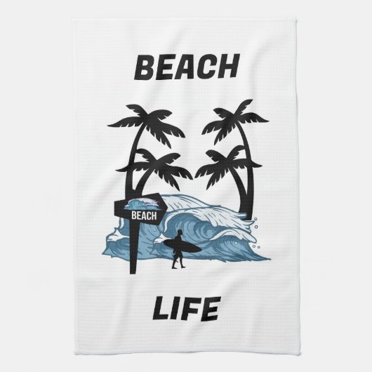 Funny Beach Wave Geschirrtuch (Vertikal)