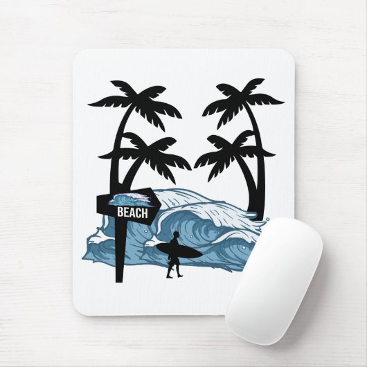 Funny Beach Wave Mousepad (Mit Mouse)
