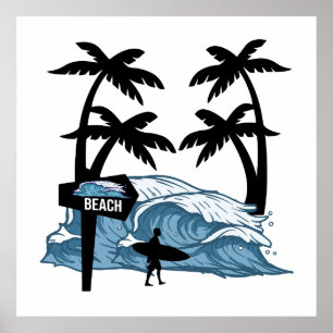 Funny Beach Wave Poster