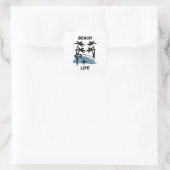 Funny Beach Wave Quadratischer Aufkleber (Tasche)