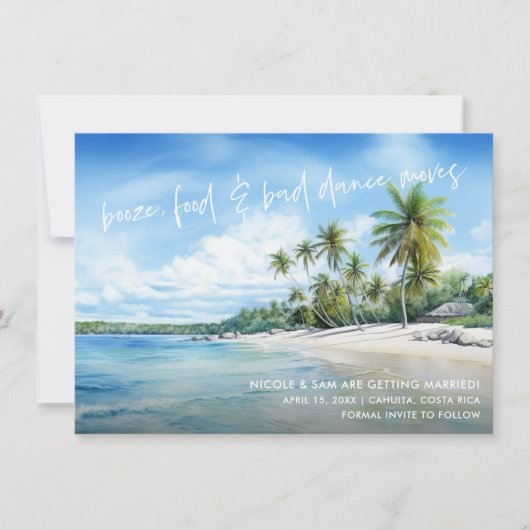 Funny Beach Wedding Foto Save the Date (Vorderseite)