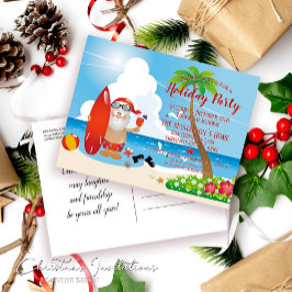 Funny Beach Weihnachten Party Einladung Postcard Postkarte