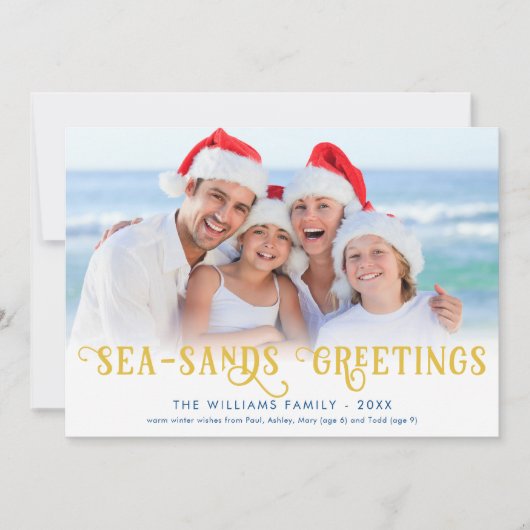 Funny Beach Weihnachtsküste Feiertagskarte (Vorderseite)