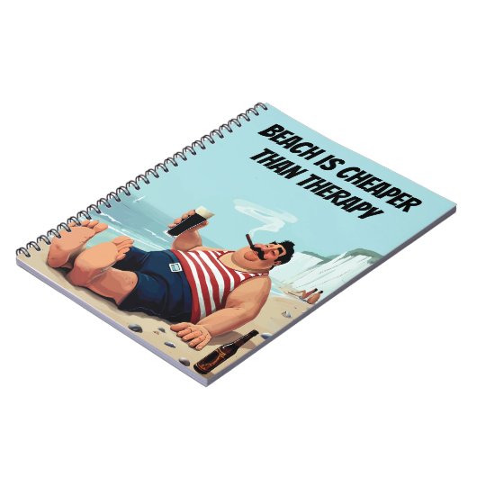 Funny Beach Zitat, Mann mit Bier, Notizblock (Linke Seite)