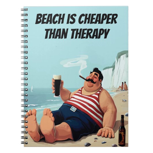 Funny Beach Zitat, Mann mit Bier, Notizblock (Vorderseite)