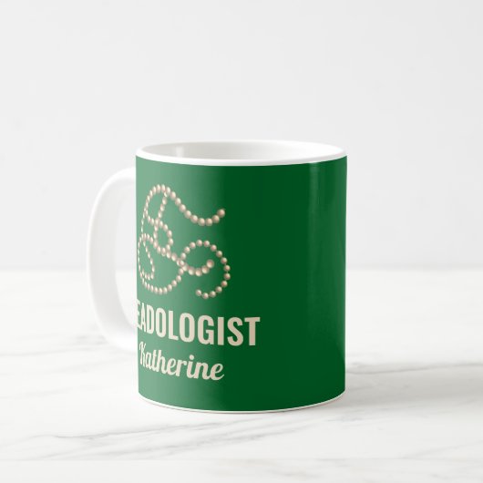 Funny Beading Lover's humorvolle BEADOLOGIST Green Kaffeetasse (Vorderseite Links)