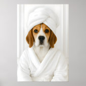 Funny Beagle Bathroom Print, Beagle In Bathrobe Poster (Vorne)