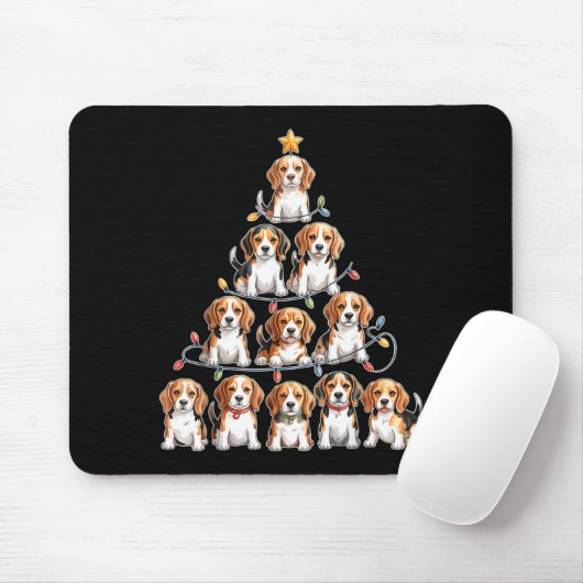 Funny Beagle Christmas Tree Dog Lovers Women Men X Mousepad (Mit Mouse)