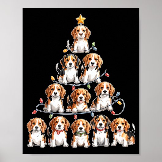 Funny Beagle Christmas Tree Dog Lovers Women Men X Poster (Vorne)