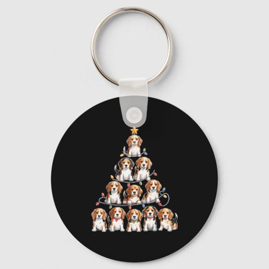 Funny Beagle Christmas Tree Dog Lovers Women Men X Schlüsselanhänger (Vorderseite)
