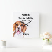 Funny Beagle Dad Watercolor Canine Art Quadratische Wanduhr (Zuhause)