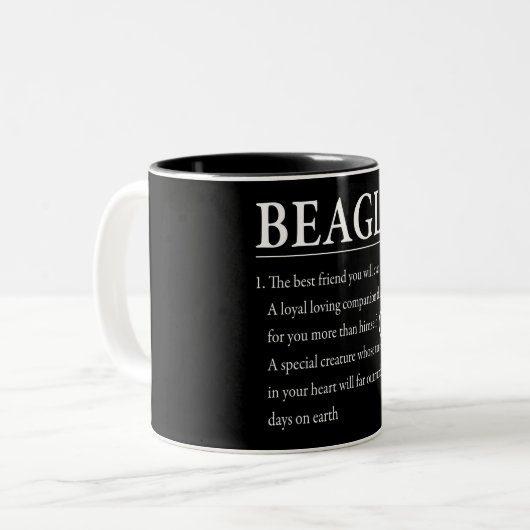Funny Beagle Definition Zweifarbige Tasse (Vorderseite Links)