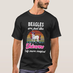 Funny Beagle Design Retro Einhorn Vintager Sonnenu T-Shirt