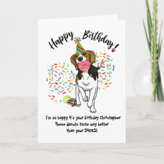 Funny Beagle Dog Donuts Geburtstagskarte Einladung