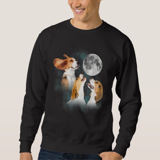 Funny Beagle Dog drei Beagle auf dem Mond Sweatshirt (Vorderseite)