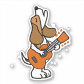 Funny Beagle Dog singen und Gitarre spielen Aufkleber (Vorderseite)
