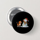 Funny Beagle Dog Snowman Weihnachtsbaum Lichter Xm Button (Vorne & Hinten)