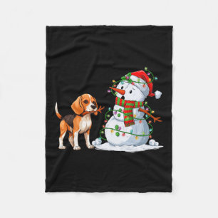 Funny Beagle Dog Snowman Weihnachtsbaum Lichter Xm Fleecedecke