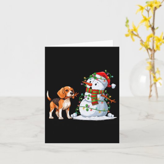 Funny Beagle Dog Snowman Weihnachtsbaum Lichter Xm Karte (Gelbe Blume)