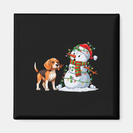 Funny Beagle Dog Snowman Weihnachtsbaum Lichter Xm Magnet (Vorne)