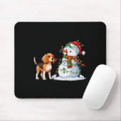 Funny Beagle Dog Snowman Weihnachtsbaum Lichter Xm Mousepad (Mit Mouse)