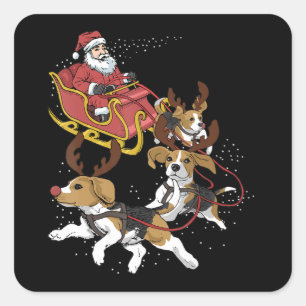 Funny Beagle Dog Weihnachtsgeschenk für Hund Lover Quadratischer Aufkleber
