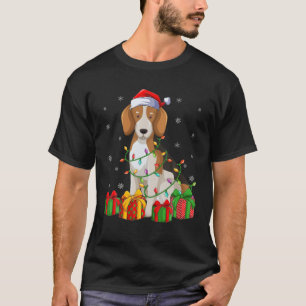 Funny Beagle Dog Xmas Lighting Weihnachtsmannmütze T-Shirt