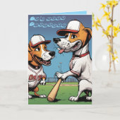 Funny Beagle Dogs play baseball birthday Karte (Gelbe Blume)
