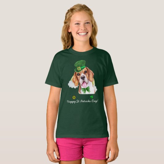 Funny Beagle Gold St Patricks Day T-Shirt (Vorne ganz)