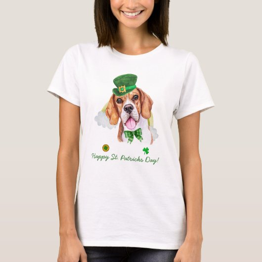 Funny Beagle Gold St Patricks Day T-Shirt (Vorderseite)