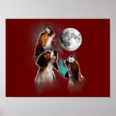 Funny Beagle Hund / Beagle Howling at Moon Poster (Vorne)