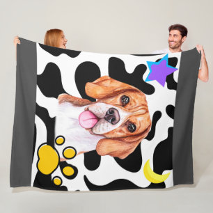 Funny Beagle Hund im Licht des Mondblankets Fleecedecke
