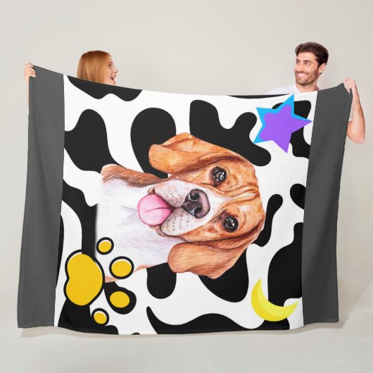 Funny Beagle Hund im Licht des Mondblankets Fleecedecke (Beispiel)