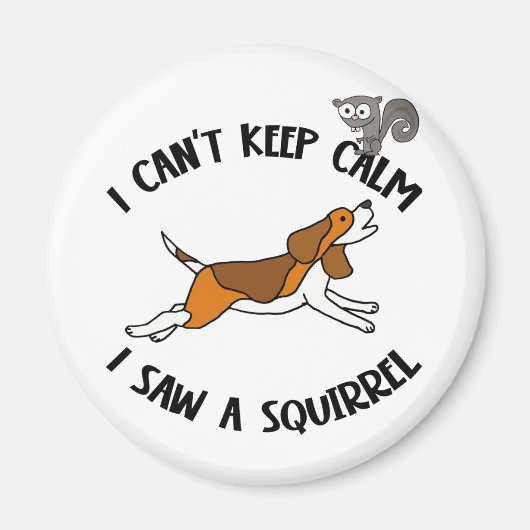 Funny Beagle Hund Jagen Eichhörnchen Magnet (Vorne)