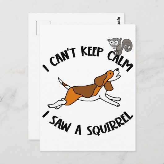 Funny Beagle Hund Jagen Eichhörnchen Postkarte (Vorne/Hinten)