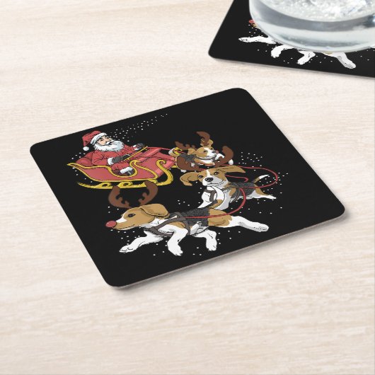 Funny Beagle Hund Weihnachtsgeschenk für Hund Love Rechteckiger Pappuntersetzer (angewinkelt)