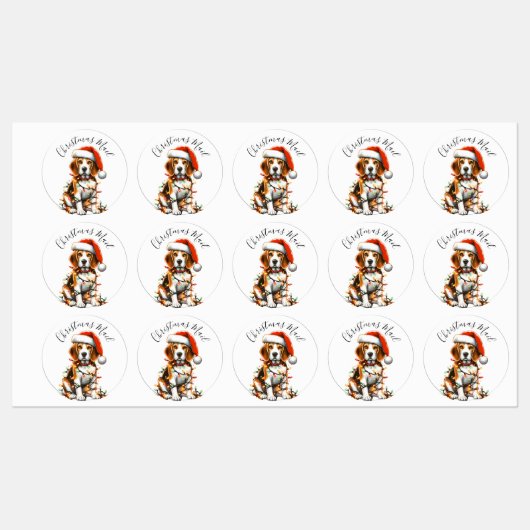Funny Beagle Modern Cute Christmas lights Etiketten (Blatt)