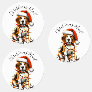 Funny Beagle Moderne Niedliche Weihnachtslichter Etiketten