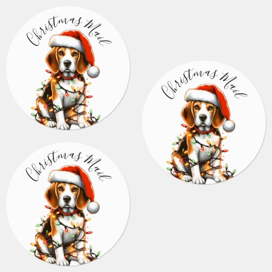 Funny Beagle Moderne Niedliche Weihnachtslichter Etiketten (Gruppe)
