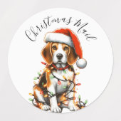 Funny Beagle Moderne Niedliche Weihnachtslichter Etiketten (Design 1)